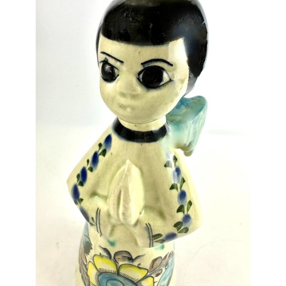 Tonala Mexican Pottery Praying Angel Candlestick Holder - Vintage Folk Art - Picture 4 of 14